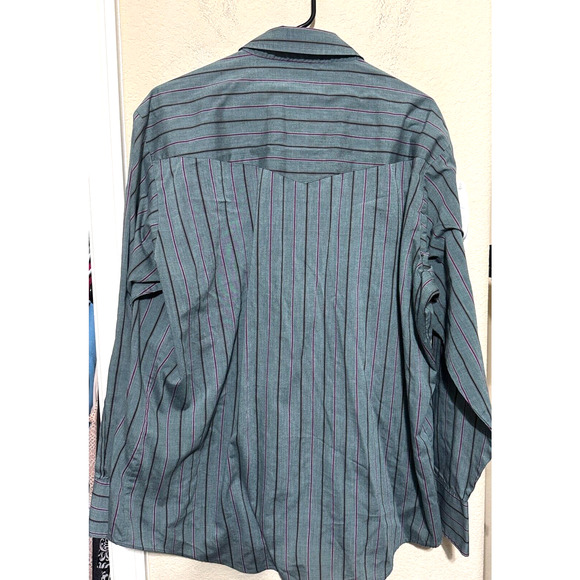 Vintage Ely Cattleman Western Pearl Snap Up Shirt Mens XL green stripe 80s Rodeo - Picture 4 of 5